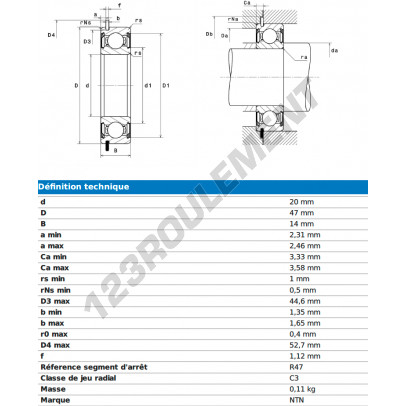 6204-ZZ-NR-C3-NTN