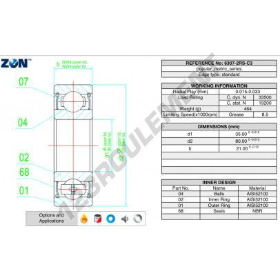 6307-2RS-C3-ZEN