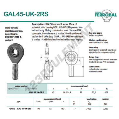 GAL45-UK-2RS-DURBAL