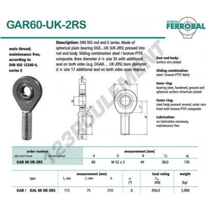 GAR60-UK-2RS-DURBAL