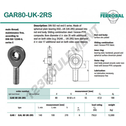 GAR80-UK-2RS-DURBAL