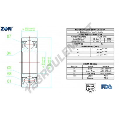 S6004-2RS-FDA-AISI420-ZEN