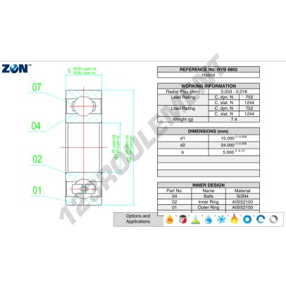 S61802-2RS-CB-T9H-ZEN