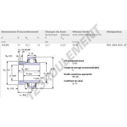 YEL204-012-2F-SKF